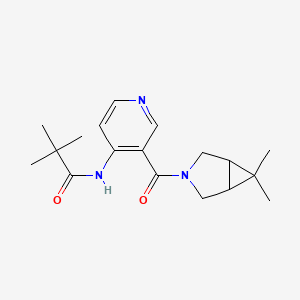 molecular formula C18H25N3O2 B7194226 N-[3-(6,6-dimethyl-3-azabicyclo[3.1.0]hexane-3-carbonyl)pyridin-4-yl]-2,2-dimethylpropanamide 
