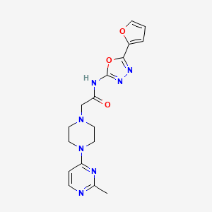 molecular formula C17H19N7O3 B7194293 N-[5-(furan-2-yl)-1,3,4-oxadiazol-2-yl]-2-[4-(2-methylpyrimidin-4-yl)piperazin-1-yl]acetamide 