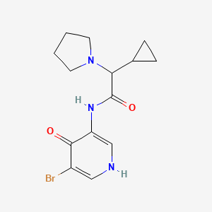molecular formula C14H18BrN3O2 B7194370 N-(5-bromo-4-oxo-1H-pyridin-3-yl)-2-cyclopropyl-2-pyrrolidin-1-ylacetamide 