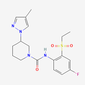 molecular formula C18H23FN4O3S B7194396 N-(2-ethylsulfonyl-4-fluorophenyl)-3-(4-methylpyrazol-1-yl)piperidine-1-carboxamide 