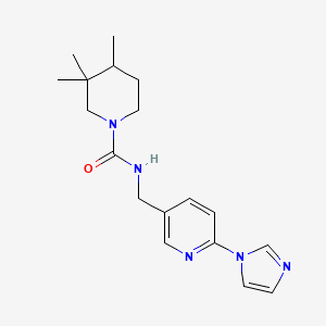 molecular formula C18H25N5O B7194422 N-[(6-imidazol-1-ylpyridin-3-yl)methyl]-3,3,4-trimethylpiperidine-1-carboxamide 