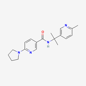 molecular formula C19H24N4O B7194516 N-[2-(6-methylpyridin-3-yl)propan-2-yl]-6-pyrrolidin-1-ylpyridine-3-carboxamide 