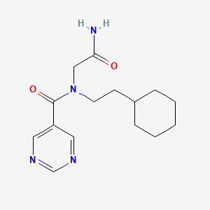 molecular formula C15H22N4O2 B7194646 N-(2-amino-2-oxoethyl)-N-(2-cyclohexylethyl)pyrimidine-5-carboxamide 