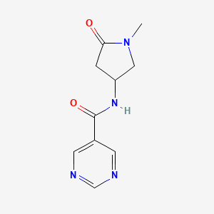 molecular formula C10H12N4O2 B7194649 N-(1-methyl-5-oxopyrrolidin-3-yl)pyrimidine-5-carboxamide 