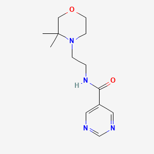 molecular formula C13H20N4O2 B7194660 N-[2-(3,3-dimethylmorpholin-4-yl)ethyl]pyrimidine-5-carboxamide 