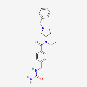 molecular formula C22H28N4O2 B7194697 N-(1-benzylpyrrolidin-3-yl)-4-[(carbamoylamino)methyl]-N-ethylbenzamide 