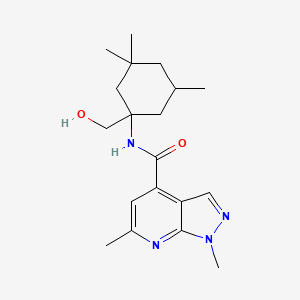 molecular formula C19H28N4O2 B7194810 N-[1-(hydroxymethyl)-3,3,5-trimethylcyclohexyl]-1,6-dimethylpyrazolo[3,4-b]pyridine-4-carboxamide 