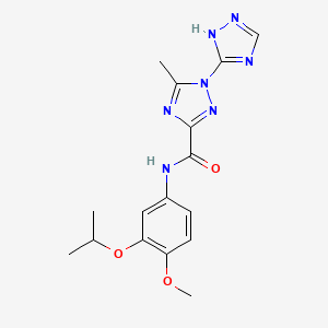 molecular formula C16H19N7O3 B7194872 N-(4-methoxy-3-propan-2-yloxyphenyl)-5-methyl-1-(1H-1,2,4-triazol-5-yl)-1,2,4-triazole-3-carboxamide 