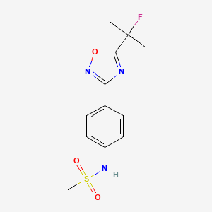 molecular formula C12H14FN3O3S B7195172 N-[4-[5-(2-fluoropropan-2-yl)-1,2,4-oxadiazol-3-yl]phenyl]methanesulfonamide 
