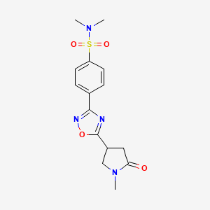 molecular formula C15H18N4O4S B7195243 N,N-dimethyl-4-[5-(1-methyl-5-oxopyrrolidin-3-yl)-1,2,4-oxadiazol-3-yl]benzenesulfonamide 