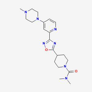 molecular formula C20H29N7O2 B7195386 N,N-dimethyl-4-[3-[4-(4-methylpiperazin-1-yl)pyridin-2-yl]-1,2,4-oxadiazol-5-yl]piperidine-1-carboxamide 