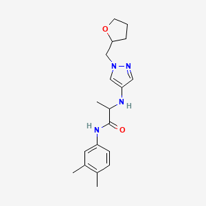 molecular formula C19H26N4O2 B7195474 N-(3,4-dimethylphenyl)-2-[[1-(oxolan-2-ylmethyl)pyrazol-4-yl]amino]propanamide 