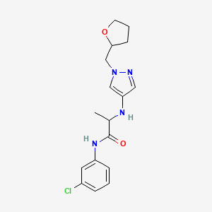 molecular formula C17H21ClN4O2 B7195492 N-(3-chlorophenyl)-2-[[1-(oxolan-2-ylmethyl)pyrazol-4-yl]amino]propanamide 