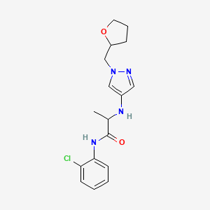 molecular formula C17H21ClN4O2 B7195502 N-(2-chlorophenyl)-2-[[1-(oxolan-2-ylmethyl)pyrazol-4-yl]amino]propanamide 
