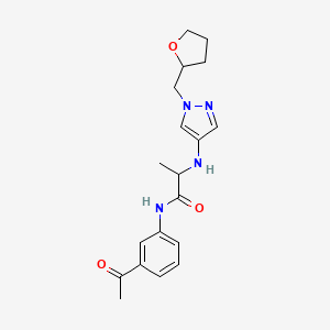 molecular formula C19H24N4O3 B7195505 N-(3-acetylphenyl)-2-[[1-(oxolan-2-ylmethyl)pyrazol-4-yl]amino]propanamide 