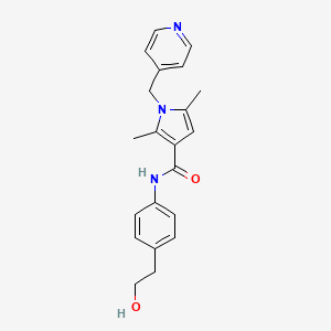 molecular formula C21H23N3O2 B7195545 N-[4-(2-hydroxyethyl)phenyl]-2,5-dimethyl-1-(pyridin-4-ylmethyl)pyrrole-3-carboxamide 