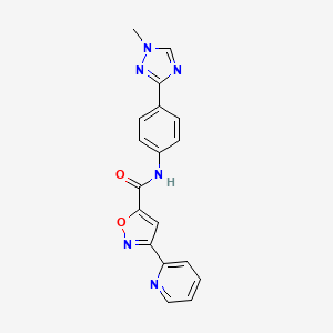 molecular formula C18H14N6O2 B7195560 N-[4-(1-methyl-1,2,4-triazol-3-yl)phenyl]-3-pyridin-2-yl-1,2-oxazole-5-carboxamide 