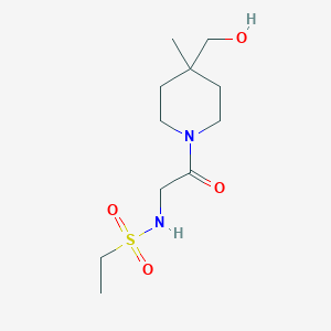 molecular formula C11H22N2O4S B7195591 N-[2-[4-(hydroxymethyl)-4-methylpiperidin-1-yl]-2-oxoethyl]ethanesulfonamide 