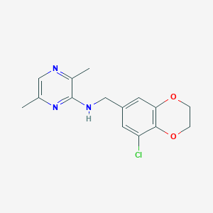 molecular formula C15H16ClN3O2 B7195607 N-[(5-chloro-2,3-dihydro-1,4-benzodioxin-7-yl)methyl]-3,6-dimethylpyrazin-2-amine 