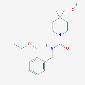 molecular formula C18H28N2O3 B7195631 N-[[2-(ethoxymethyl)phenyl]methyl]-4-(hydroxymethyl)-4-methylpiperidine-1-carboxamide 