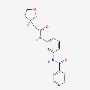 molecular formula C19H19N3O3 B7195890 N-[3-(5-oxaspiro[2.4]heptane-2-carbonylamino)phenyl]pyridine-4-carboxamide 