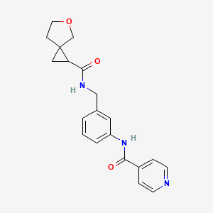 molecular formula C20H21N3O3 B7195903 N-[3-[(5-oxaspiro[2.4]heptane-2-carbonylamino)methyl]phenyl]pyridine-4-carboxamide 