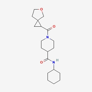 molecular formula C19H30N2O3 B7195908 N-cyclohexyl-1-(5-oxaspiro[2.4]heptane-2-carbonyl)piperidine-4-carboxamide 