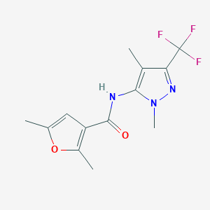 molecular formula C13H14F3N3O2 B7196007 N-[2,4-dimethyl-5-(trifluoromethyl)pyrazol-3-yl]-2,5-dimethylfuran-3-carboxamide 