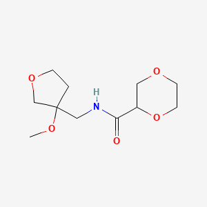 molecular formula C11H19NO5 B7196126 N-[(3-methoxyoxolan-3-yl)methyl]-1,4-dioxane-2-carboxamide 