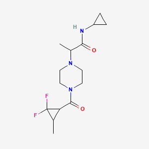 molecular formula C15H23F2N3O2 B7196152 N-cyclopropyl-2-[4-(2,2-difluoro-3-methylcyclopropanecarbonyl)piperazin-1-yl]propanamide 