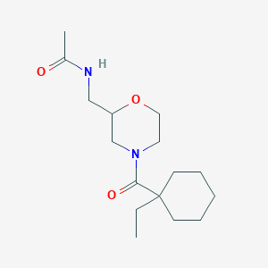 molecular formula C16H28N2O3 B7196194 N-[[4-(1-ethylcyclohexanecarbonyl)morpholin-2-yl]methyl]acetamide 