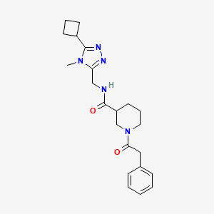 molecular formula C22H29N5O2 B7196293 N-[(5-cyclobutyl-4-methyl-1,2,4-triazol-3-yl)methyl]-1-(2-phenylacetyl)piperidine-3-carboxamide 