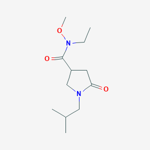 molecular formula C12H22N2O3 B7196375 N-ethyl-N-methoxy-1-(2-methylpropyl)-5-oxopyrrolidine-3-carboxamide 