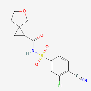 molecular formula C14H13ClN2O4S B7196418 N-(3-chloro-4-cyanophenyl)sulfonyl-5-oxaspiro[2.4]heptane-2-carboxamide 