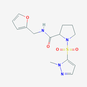 molecular formula C14H18N4O4S B7196543 N-(furan-2-ylmethyl)-1-(2-methylpyrazol-3-yl)sulfonylpyrrolidine-2-carboxamide 