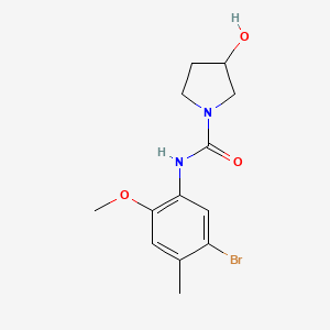 molecular formula C13H17BrN2O3 B7196663 N-(5-bromo-2-methoxy-4-methylphenyl)-3-hydroxypyrrolidine-1-carboxamide 