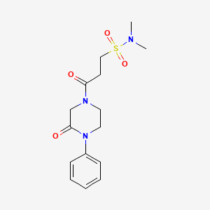 molecular formula C15H21N3O4S B7196723 N,N-dimethyl-3-oxo-3-(3-oxo-4-phenylpiperazin-1-yl)propane-1-sulfonamide 