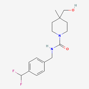 molecular formula C16H22F2N2O2 B7196755 N-[[4-(difluoromethyl)phenyl]methyl]-4-(hydroxymethyl)-4-methylpiperidine-1-carboxamide 