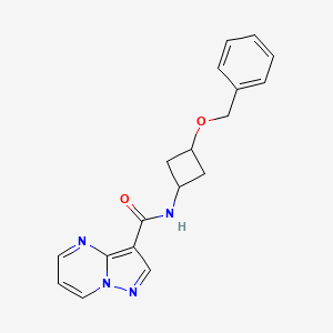 molecular formula C18H18N4O2 B7196842 N-(3-phenylmethoxycyclobutyl)pyrazolo[1,5-a]pyrimidine-3-carboxamide 