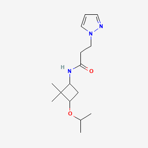 molecular formula C15H25N3O2 B7196860 N-(2,2-dimethyl-3-propan-2-yloxycyclobutyl)-3-pyrazol-1-ylpropanamide 