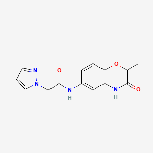 molecular formula C14H14N4O3 B7196870 N-(2-methyl-3-oxo-4H-1,4-benzoxazin-6-yl)-2-pyrazol-1-ylacetamide 