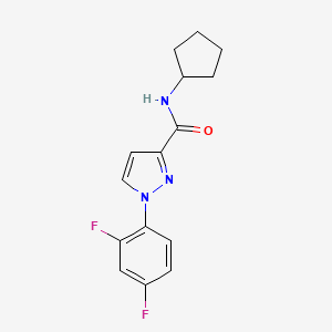 molecular formula C15H15F2N3O B7196876 N-cyclopentyl-1-(2,4-difluorophenyl)pyrazole-3-carboxamide 