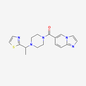 molecular formula C17H19N5OS B7196995 Imidazo[1,2-a]pyridin-6-yl-[4-[1-(1,3-thiazol-2-yl)ethyl]piperazin-1-yl]methanone 
