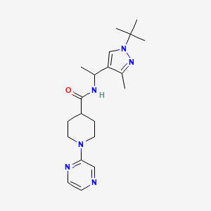 molecular formula C20H30N6O B7197125 N-[1-(1-tert-butyl-3-methylpyrazol-4-yl)ethyl]-1-pyrazin-2-ylpiperidine-4-carboxamide 