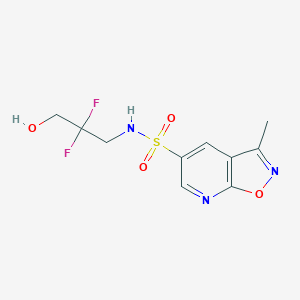 molecular formula C10H11F2N3O4S B7197388 N-(2,2-difluoro-3-hydroxypropyl)-3-methyl-[1,2]oxazolo[5,4-b]pyridine-5-sulfonamide 
