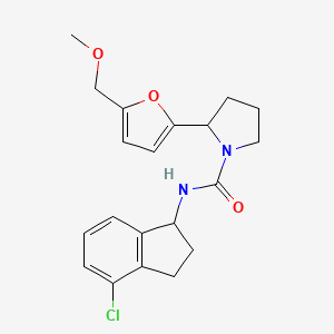 molecular formula C20H23ClN2O3 B7197402 N-(4-chloro-2,3-dihydro-1H-inden-1-yl)-2-[5-(methoxymethyl)furan-2-yl]pyrrolidine-1-carboxamide 