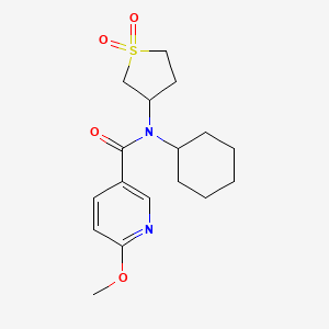 molecular formula C17H24N2O4S B7197416 N-cyclohexyl-N-(1,1-dioxothiolan-3-yl)-6-methoxypyridine-3-carboxamide 