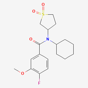 molecular formula C18H24FNO4S B7197424 N-cyclohexyl-N-(1,1-dioxothiolan-3-yl)-4-fluoro-3-methoxybenzamide 