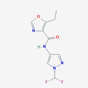 molecular formula C10H10F2N4O2 B7197441 N-[1-(difluoromethyl)pyrazol-4-yl]-5-ethyl-1,3-oxazole-4-carboxamide 