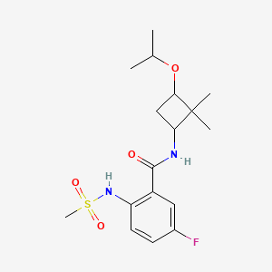 molecular formula C17H25FN2O4S B7197556 N-(2,2-dimethyl-3-propan-2-yloxycyclobutyl)-5-fluoro-2-(methanesulfonamido)benzamide 